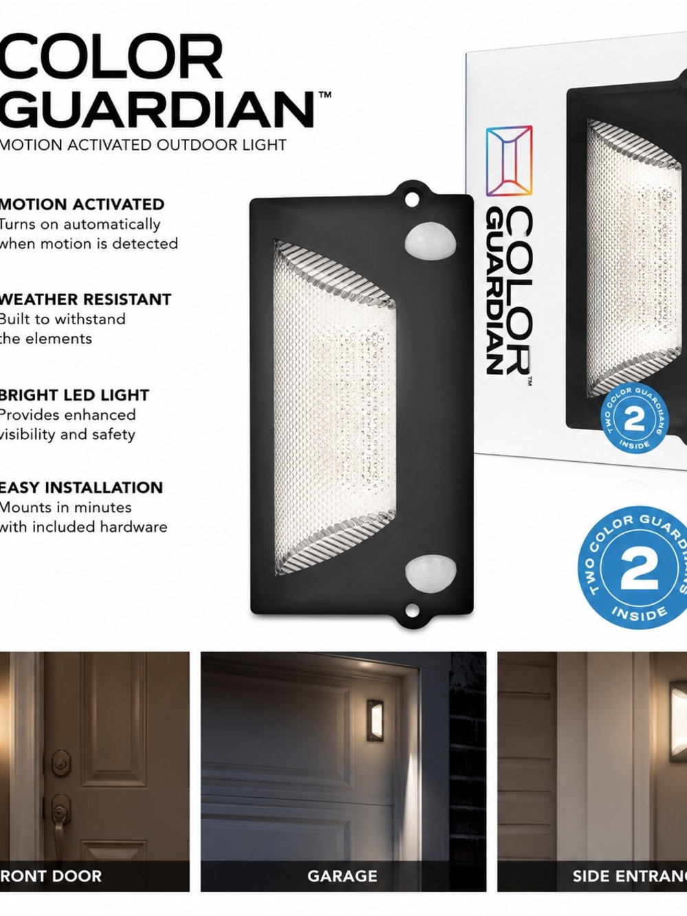 Motion-Activated Outdoor LED Light - Black